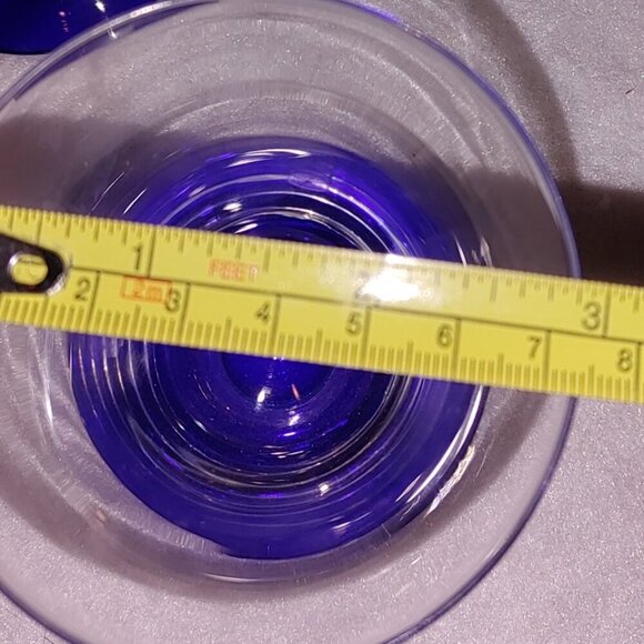 Vintage Cobalt Blue Stem Footed Juice Glasses - Picture 4 of 4
